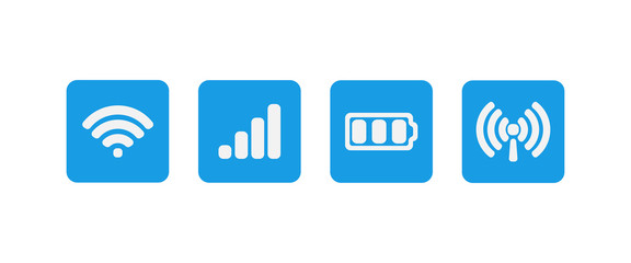 button communication set icons in flat style, vector