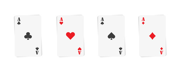 aces cards, poker game in flat style, vector