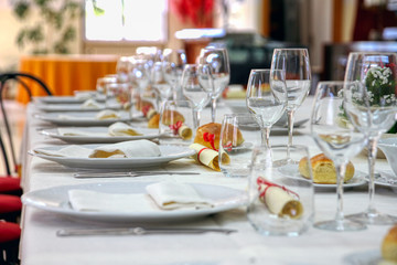 Table set in a restaurant