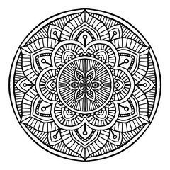 Outline Mandala decorative round ornament, hand drawn style - vector oriental ornament.