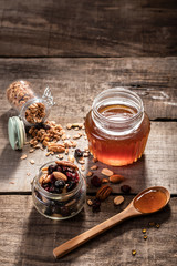 Golden honey, oatmeal and granola