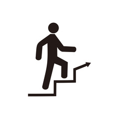 Man climbing stairs vector icon symbol
