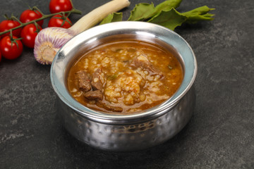 Caucasian Kharcho soup with beef meat