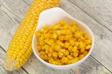 Young corn seeds in the bowl