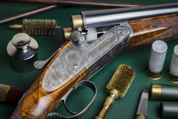 floral ornament on a beautiful hunting rifle