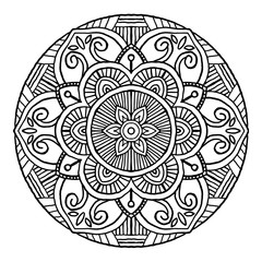 Outline Mandala decorative round ornament, hand drawn style - vector oriental ornament.