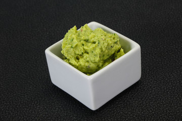 Avocado guacamole sauce with chili pepper