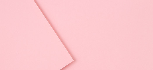 Abstract colored paper texture banner background. Minimal geometric shapes and lines in pastel pink...