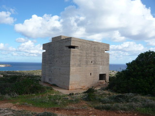 Concrete bunker, fortification Malta Coastline