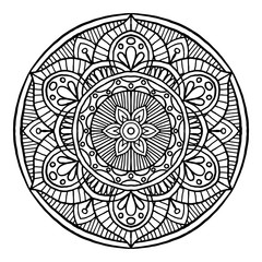 Outline Mandala decorative round ornament, hand drawn style - vector oriental ornament.