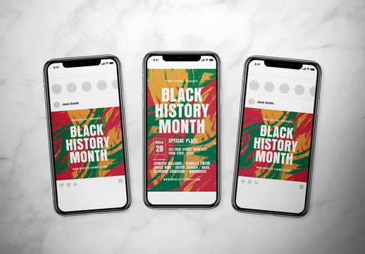 Black History Month Social Media Post Layout Set with Abstract Backgrounds