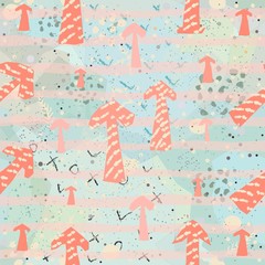 Childish Seamless Texture with Arrows. Hand Drawn Design With Brush. Vector Illustration.