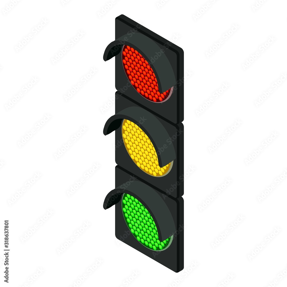 Poster traffic lights icon. isometric of traffic lights vector icon for web design isolated on white backgr