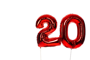 Fototapeta premium number 20 red balloons isolated on white