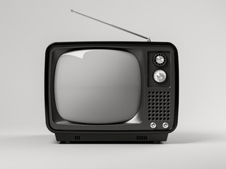 Black tv on grey background 3D illustration