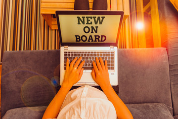 Writing note showing New On Board. Business concept for Welcome to the team Adaptation...