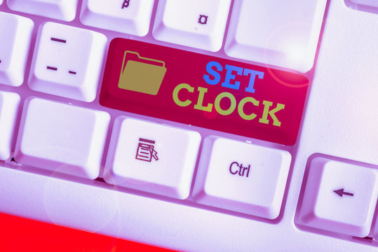 Word writing text Set Clock. Business photo showcasing put it to the right time or change the clock time to a later time