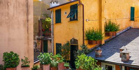 Fototapeta na wymiar Typical italian village Portofino with colorful houses in Italy, Liguria sea coast.
