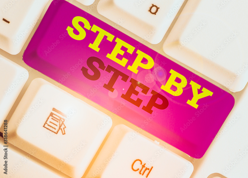 Poster handwriting text step by step. conceptual photo slow progress road to success direction development 