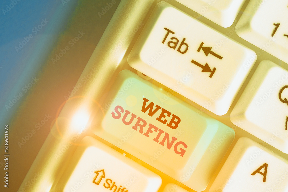 Poster handwriting text writing web surfing. conceptual photo jumping or browsing from page to page on the 