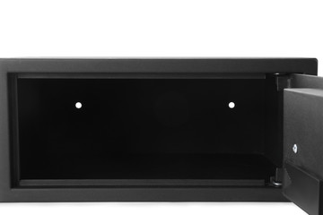 Obraz premium Empty black steel safe isolated on white