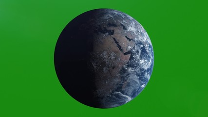 Earth planet viewed from space. Perfect for your own background using green screen. 3d illustration