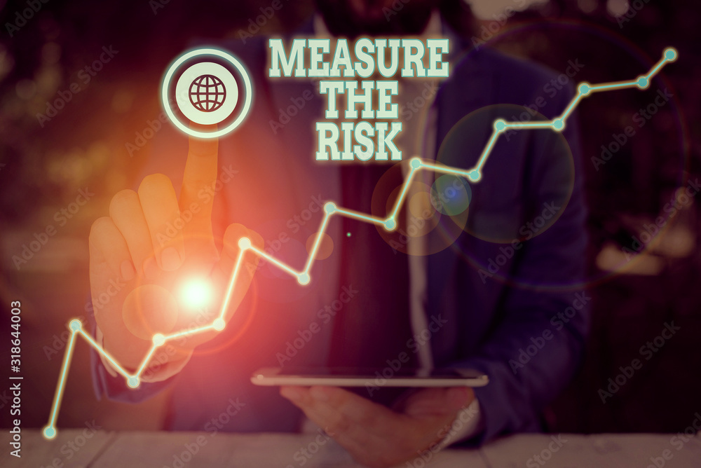 Aufkleber conceptual hand writing showing measure the risk. concept meaning determine degree of danger based o