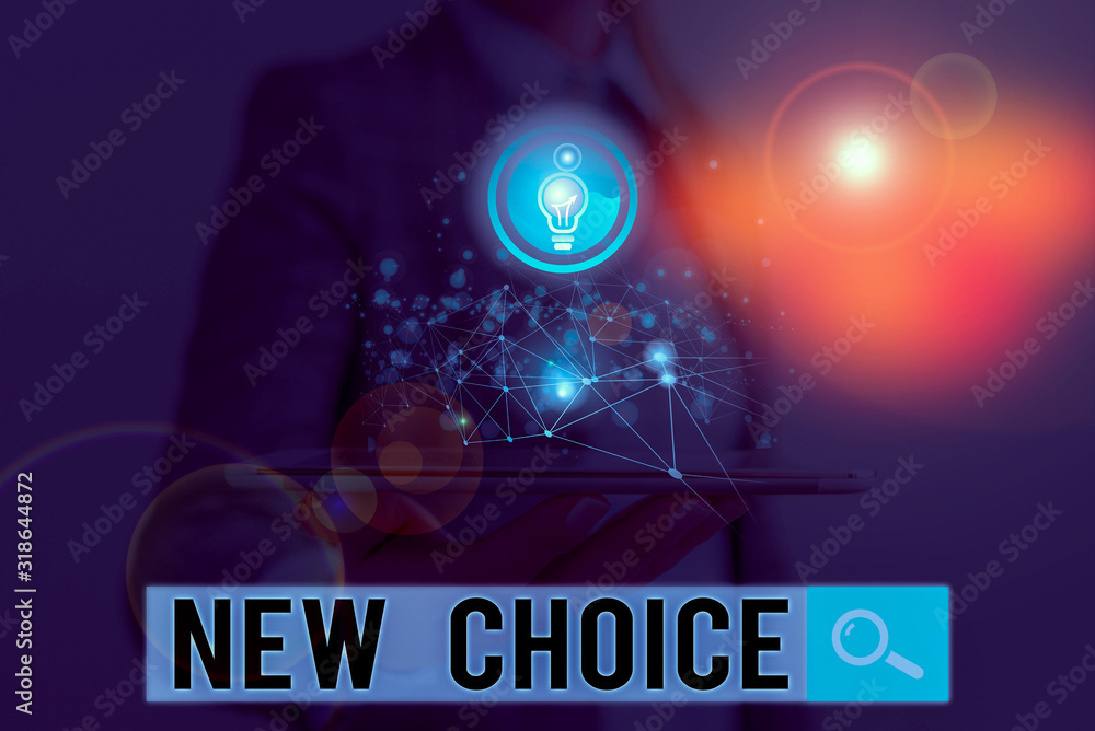 Aufkleber word writing text new choice. business photo showcasing having lot of options and adding another one