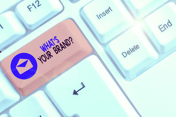 Text sign showing What S Your Brand Question. Business photo text asking about product logo does or...