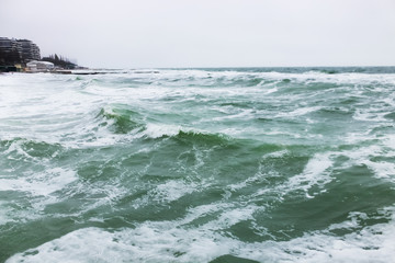 waves crashing on the beach