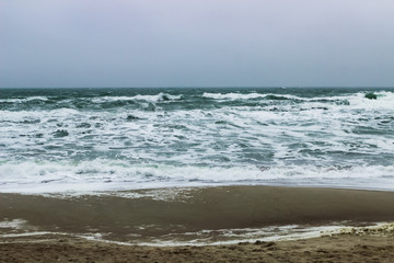 Fototapeta na wymiar storm sea beach