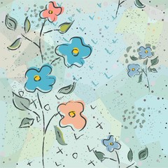 Naklejka premium Floral Seamless Pattern