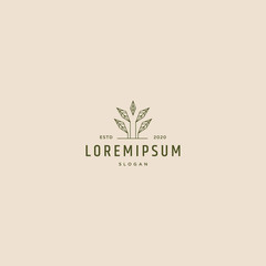 Geometric leaf retro vintage logo design icon vector illustration