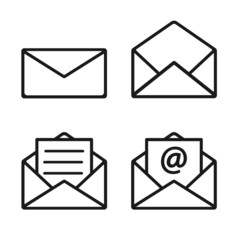 Set of mail icon on a white background.