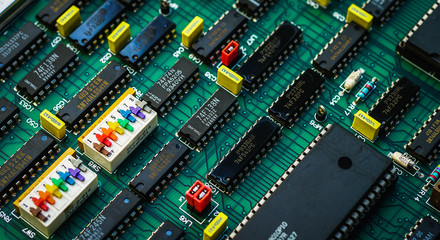 Closeup on electronic board and Electronic device,background