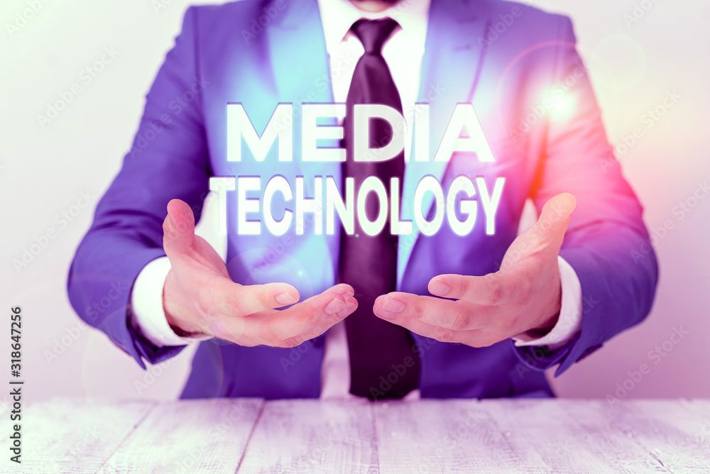 Poster conceptual hand writing showing media technology. concept meaning process of huanalysis origin that 