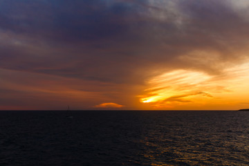 Sun Setting on the Atlantic Ocean in Tenerife Canary Island Spain