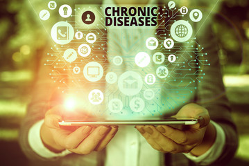Handwriting text Chronic Diseases. Conceptual photo A disease or condition that lasts for longer...