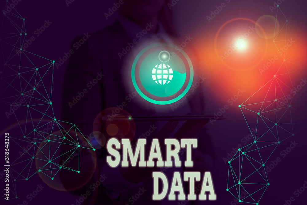 Poster writing note showing smart data. business concept for digital information that is formatted for furt