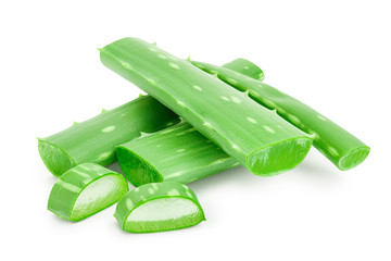 Aloe vera with slices isolated on white background