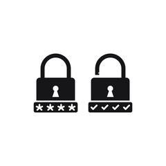 Security password icon flat style isolated on white background. Vector illustration