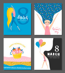 Happy Women's Day 8 march. Vector templates for card, poster, flyer and other users