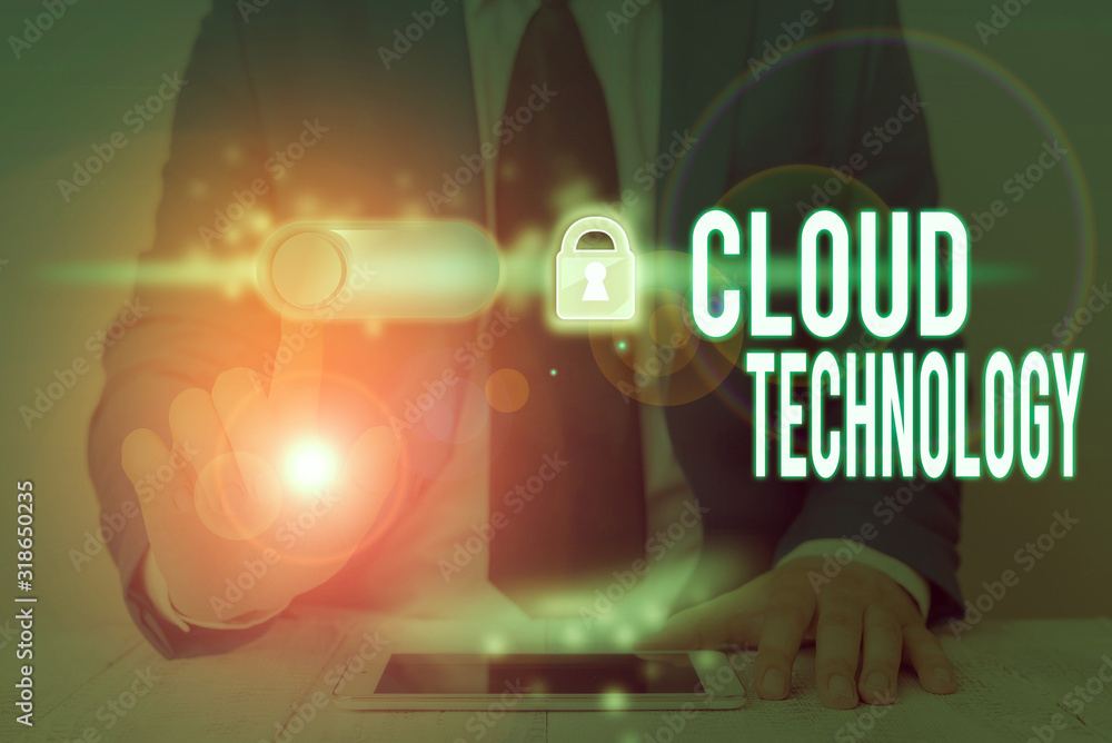 Poster handwriting text writing cloud technology. conceptual photo on deanalysisd availability of computer 