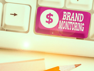 Conceptual hand writing showing Brand Monitoring. Concept meaning process to proactively monitor...