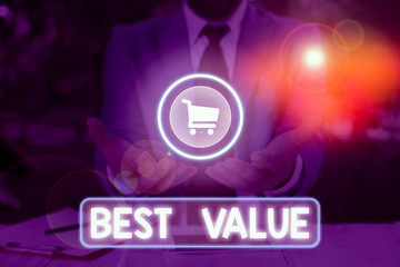 Word writing text Best Value. Business photo showcasing most advantageous combination of cost and...