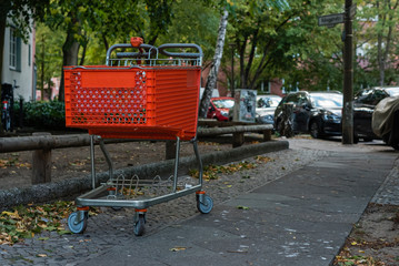 Shopping carts left on the street, abandoned shopping carts