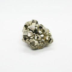 Pyrite crystal against white background