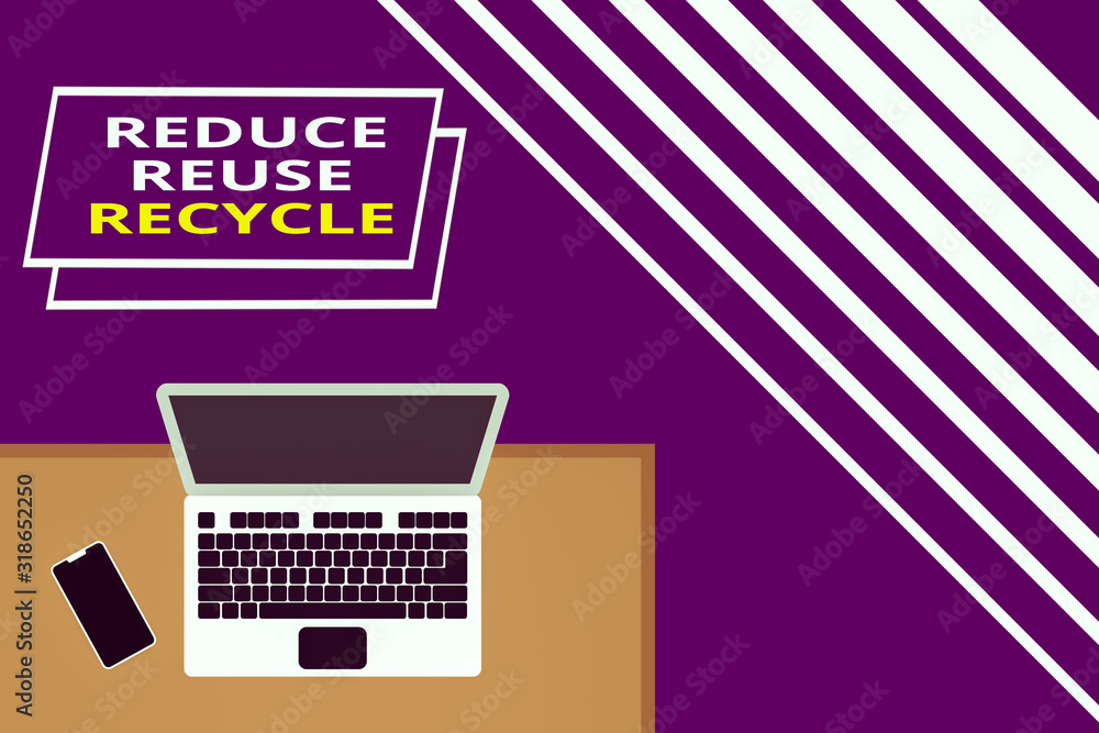 Poster conceptual hand writing showing reduce reuse recycle. concept meaning environmentallyresponsible con