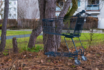 Shopping carts left on the street, abandoned shopping carts