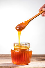 Golden honey, natural, golden, crystalline and healthy.